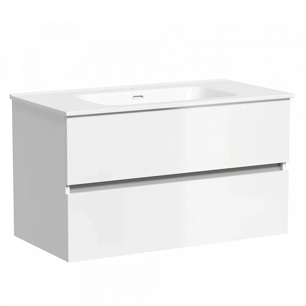 Тумба подвесная SANCOS Urban 890х450х550, c двумя ящиками оснащенными доводчиками, белый глянец , ар