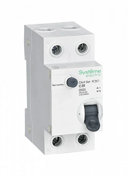 Systeme Electric City9 Set Авт. выкл. диф. тока (АВДТ) 1P+N С 20А 4.5kA 30мА Тип-AС 230В