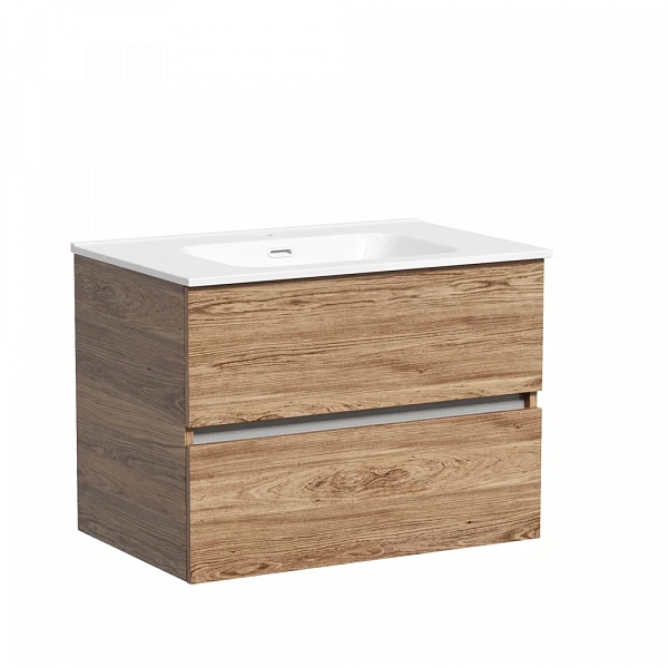 Тумба подвесная SANCOS Urban 690х450х550, c двумя ящиками оснащенными доводчиками, дуб чарльстон , а