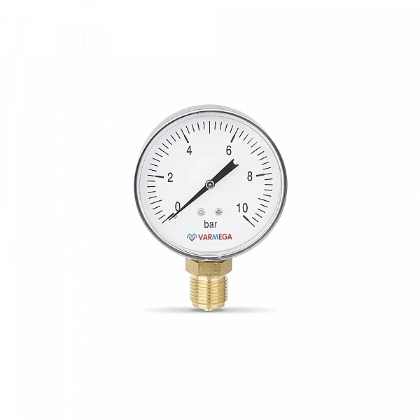 Манометр Varmega радиальный 80 мм, 10 бар, 1/2"
