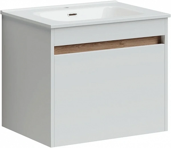 Тумба подвесная SANCOS Smart 590х450х500, c двумя ящиками оснащенными доводчиками, белый глянец , ар