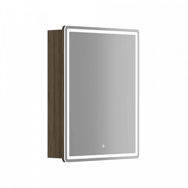 Зеркальный шкаф для ванной комнаты SANCOS Mirror 590x150х740 мм, с LED подсветкой, цвет дуб чарльсто