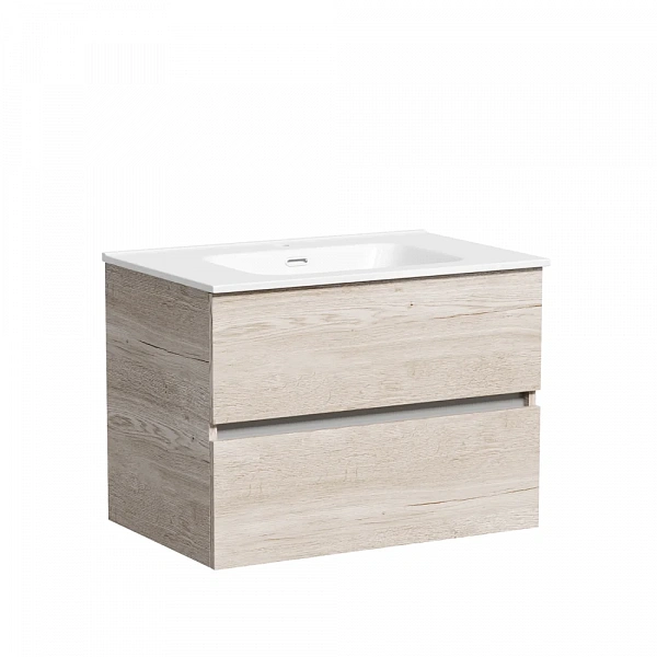 Тумба подвесная SANCOS Urban 690х450х550, c двумя ящиками оснащенными доводчиками, дуб галифакс нату