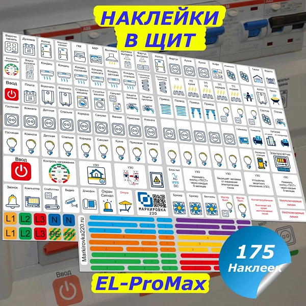 Набор наклеек на электрощит 96 модулей EL-ProMax