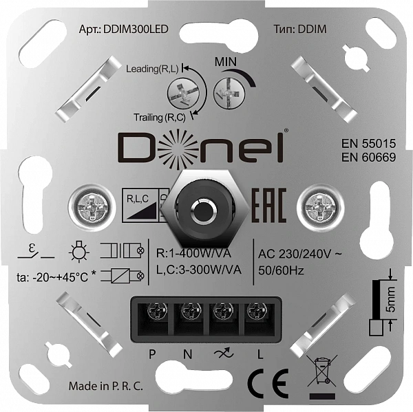 Donel Светорегулятор поворотный, LED,300 Вт., с доп. входом, серия DDIM