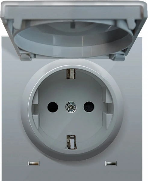 Donel R98 алюминий накладка для розетки Schuko с заземлением, с крышкой, 16A 250 В~, серия DA