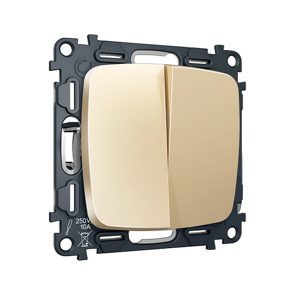 Комплект механизма 2-клавишного выключателя OMEGA MO603010 Шампань 10A-250V QUANT (OP6030, VM115)