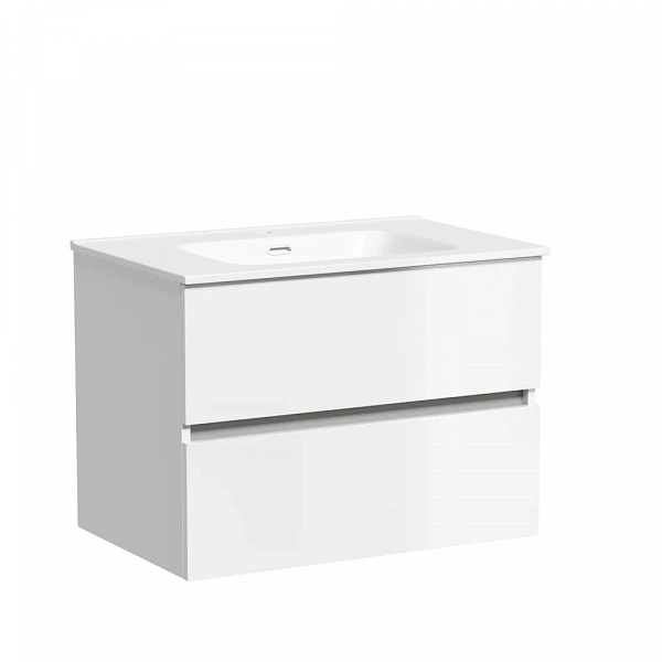 Тумба подвесная SANCOS Urban 690х450х550, c двумя ящиками оснащенными доводчиками, белый глянец, арт
