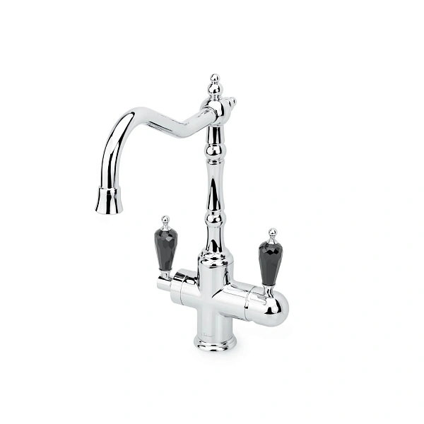Boheme Смеситель для кухни с краном TRADIZIONALE CHROMO с черным кристаллом Swarovski