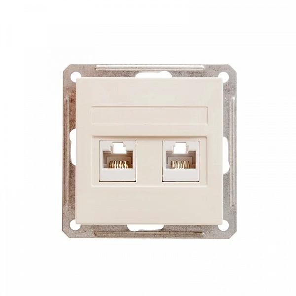 W59 РОЗЕТКА двойная компьютерная RJ45 кат.5Е, механизм, СЛОНОВАЯ КОСТЬ