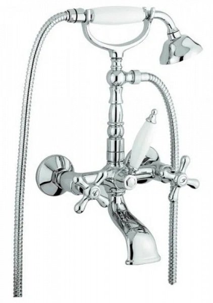 Emmevi Deco Old, двухвентильный смеситель для ванны (излив 14 см), с набором для душа (лейка и дивер