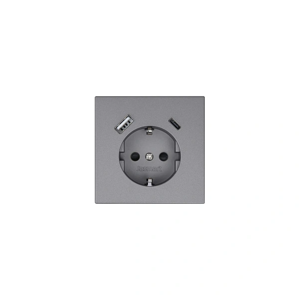 Розетка SCHUKO© с USB A+C с защитными шторками 16A 250V~ 2P+T USB 25W, цвет Никель