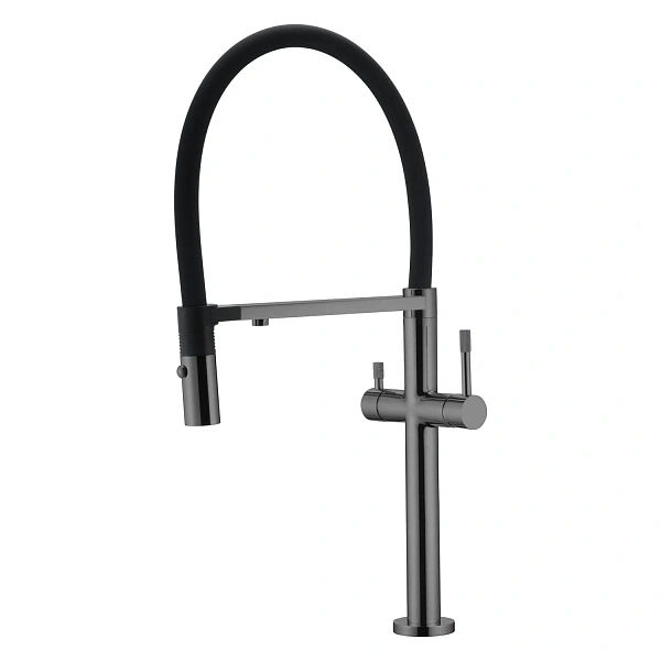 Boheme Смеситель для кухни UNO Shine Gun Metal  c краном для питьевой воды