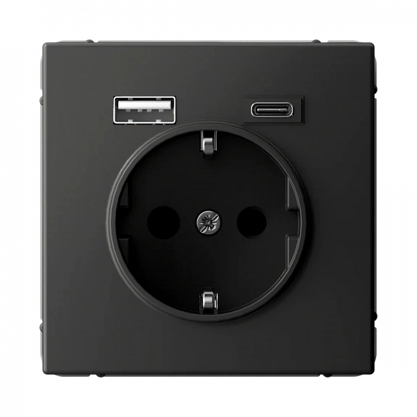 ARTGALLERY РОЗЕТКА 16А с 2 USB A+C, 5В/2,4А/3,0А, 2х5В/1,5А, механизм, БАЗАЛЬТ