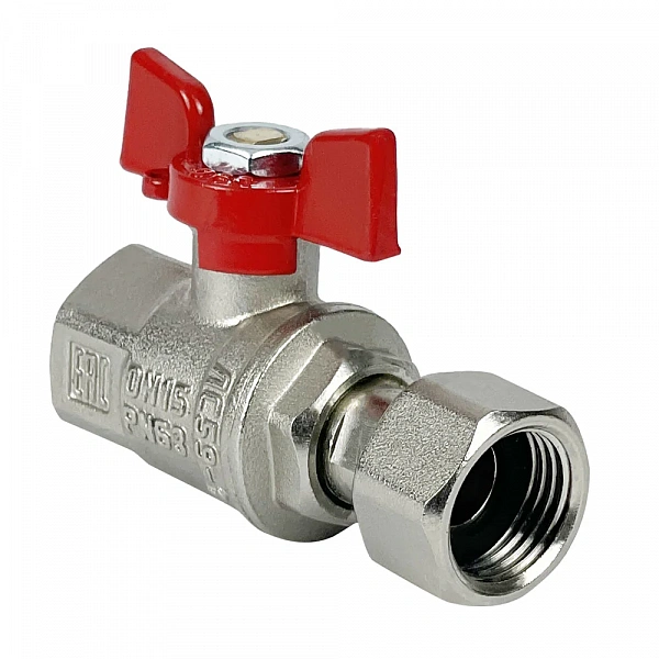 Кран шаровой лат. PREMIUM для ВОДЫ с накид.г  1/2" ВР/ВР,бабочка, НИКЕЛИР-Й VALFEX 11Б27фт1М (56/14)