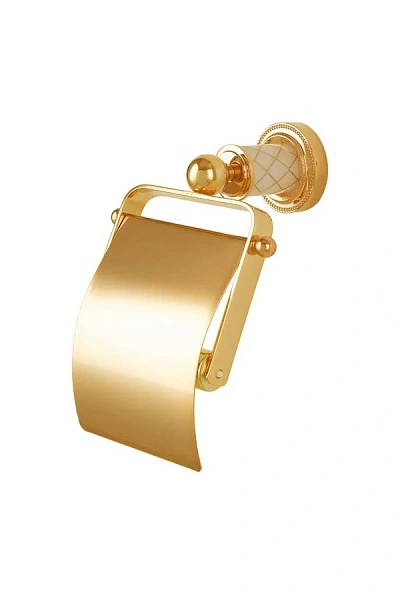 Boheme Держатель для туалетной бумаги с крышкой MURANO GOLD (белое)_Комплект