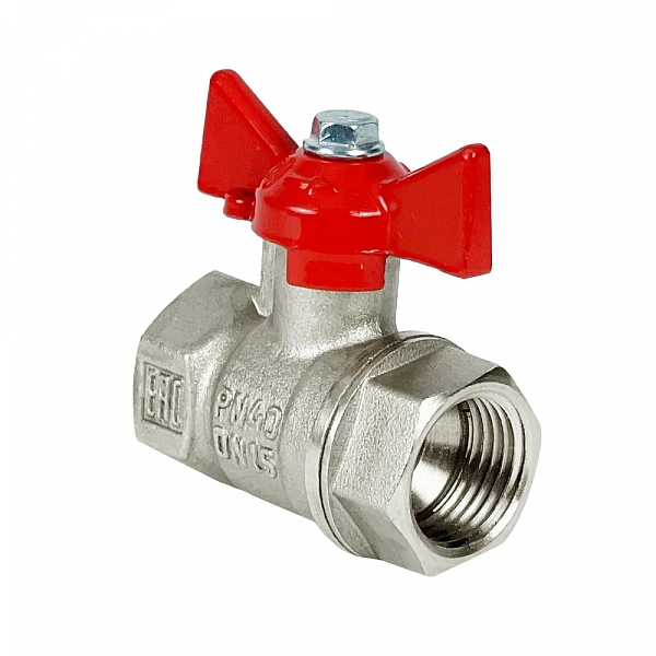 Кран шаровой N/P59 для ВОДЫ 1/2" ВР/ВР,бабочка, НИКЕЛИР-Й VALFEX 11Б27фт1М (96/24)