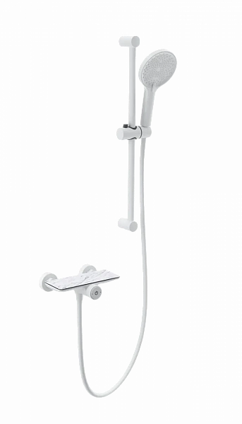 Смеситель для душа с гарнитуром WONZON & WOGHAND ClickPlate, Белый матовый (WW-B2052-A-MW), шт
