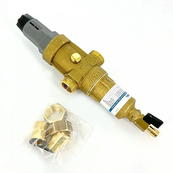 Фильтр промывной Protector mini HWS 3/4" 100 мкм с редуктором давления, латунная колба