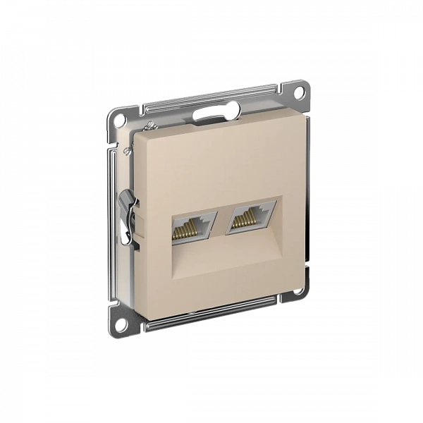 ATLASDESIGN РОЗЕТКА двойная компьютерная RJ45+RJ45, кат.5E, механизм, ПЕСОЧНЫЙ