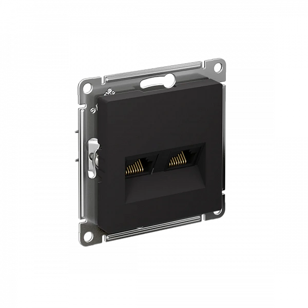 ATLASDESIGN РОЗЕТКА двойная компьютерная RJ45+RJ45, кат.5Е, механизм, КАРБОН