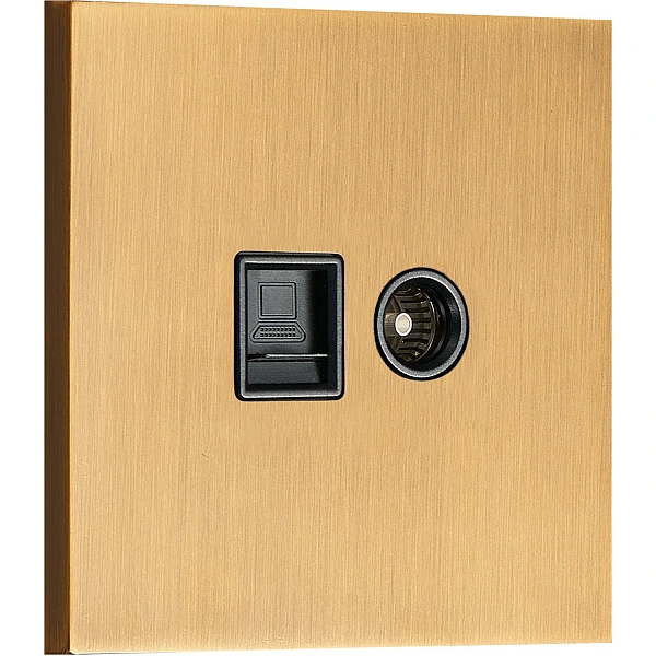 Donel N96 Комбинированая розетка TV + RJ45 (двойная) cat.6/ClassE, Латунь, серия DT
