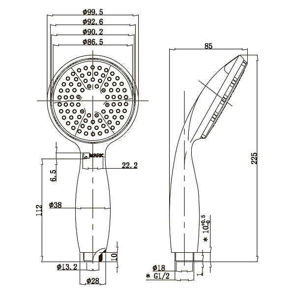 Лейка душевая Lemark LM8001C, 1-функциональная