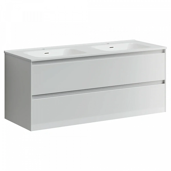 Тумба подвесная SANCOS Cento 1190х450х500, c двумя ящиками оснащенными доводчиками, белый глянец, ар