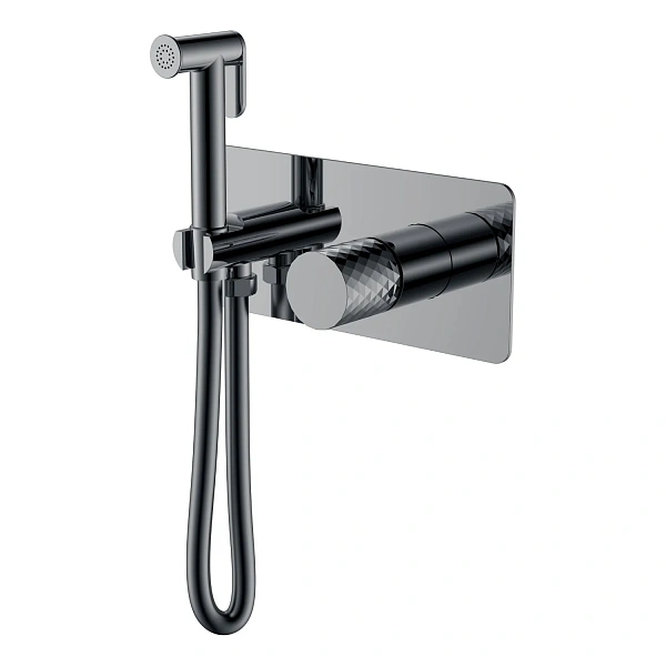 Boheme Смеситель гигиенический STICK Shine Gun Metal c ручкой DIAMOND
