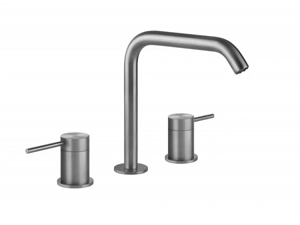 Gessi Flessa смеситель для раковины на 3 отверстия, цвет Steel Brushed
