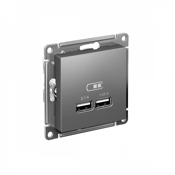 ATLASDESIGN USB РОЗЕТКА A+A, 5В/2,1 А, 2х5В/1,05 А, механизм, СТАЛЬ