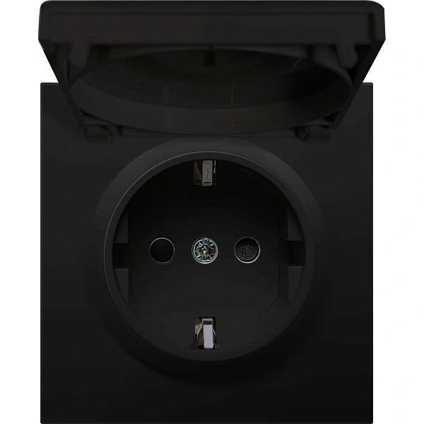 Donel R98 матовый карбон накладка для розетки Schuko с заземлением, с крышкой, 16A 250 В~, серия DA