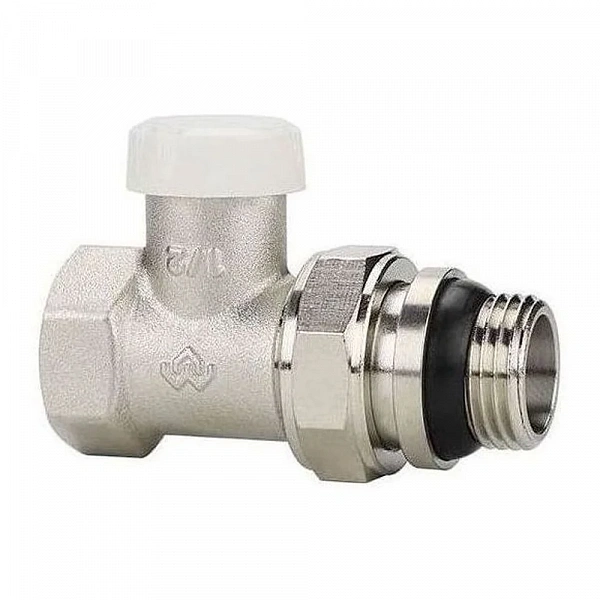 Запорный радиаторный клапан Varmega VM10311, 1/2", прямой, с самоуплотняющимся полусгоном