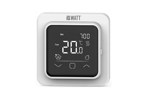 Электронный программируемый термостат с сенсорным дисплеем IQ THERMOSTAT SMART HEAT (белый)