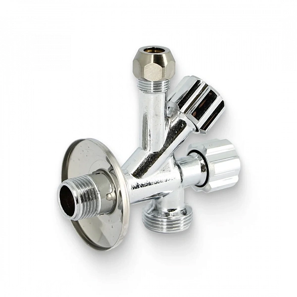 Вентиль комбинированный Н-обж-Н 1/2" х 10 мм (3/8") х 3/4" универсальный Uni-Fitt