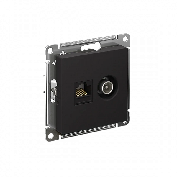 ATLASDESIGN РОЗЕТКА двойная ТВ + компьютерная RJ45, кат. 5Е, КАРБОН