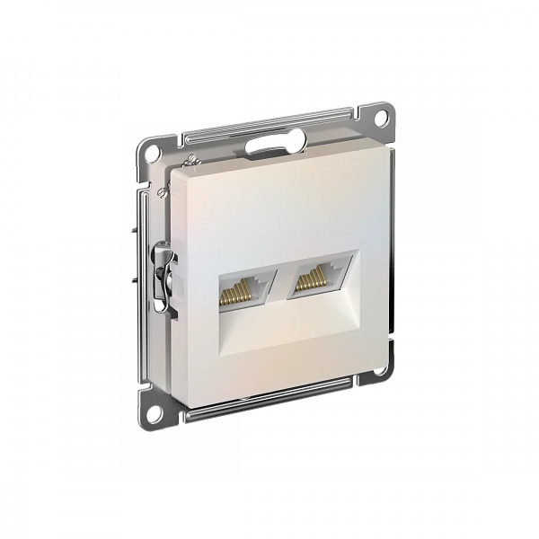 ATLASDESIGN РОЗЕТКА двойная компьютерная RJ45+RJ45, кат.5Е, механизм, ЖЕМЧУГ