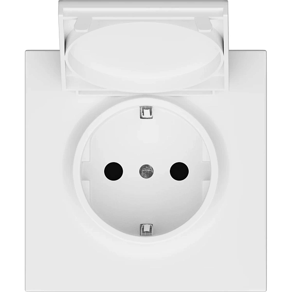 Donel R98 матовый белый накладка для розетки Schuko с заземлением, с крышкой, 16A 250 В~, серия DA