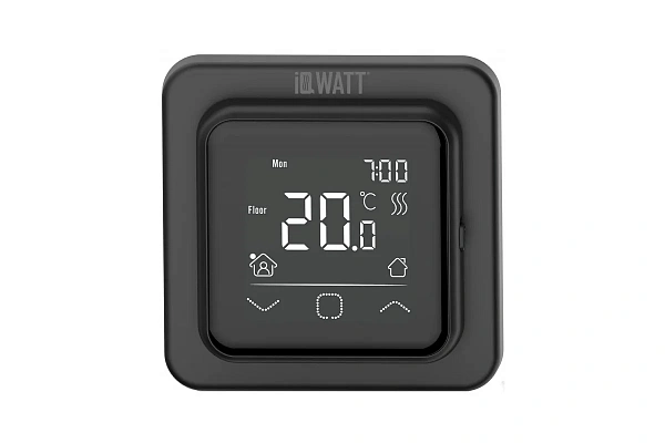Электронный программируемый термостат с сенсорным дисплеем IQ THERMOSTAT SMART HEAT (черный)