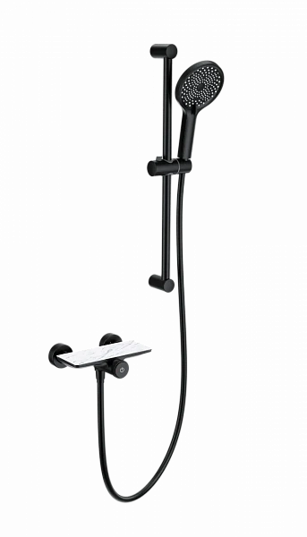 Смеситель для душа с гарнитуромWONZON & WOGHAND ClickPlate, Черный матовый (WW-B2052-A-MB), шт