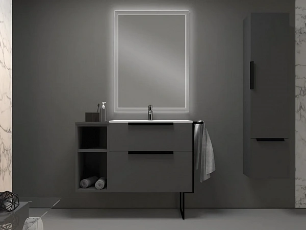 URBAN Тумба под раковину с двумя выдвижными ящиками 55160 Grigio opaco, 74x46x62