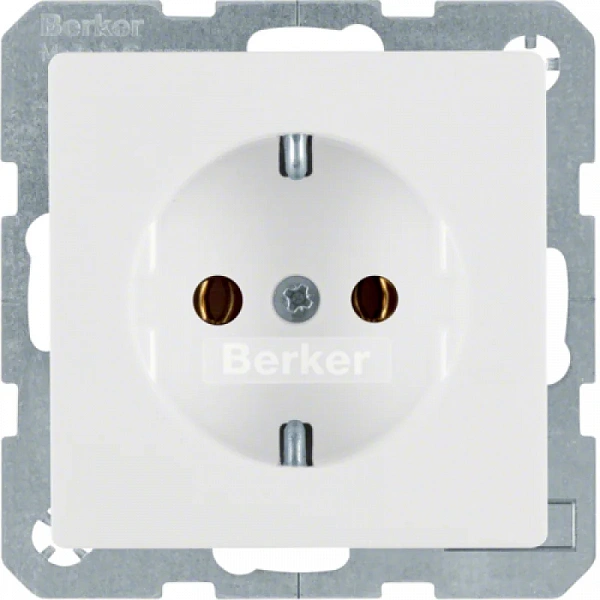 Штепсельная розетка SCHUKO цвет: полярная белизна, с эффектом бархата, Berker Q.1