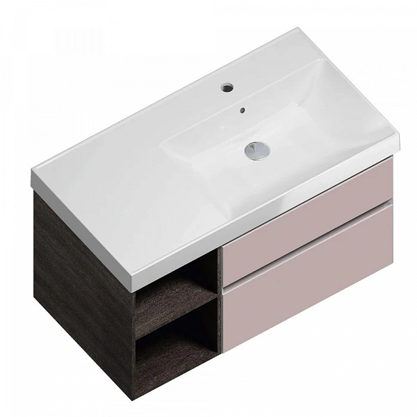 Kerama Marazzi CU.90rh/MAL Тумба CUBO 90 см правая 2 ящика + отк полка, мальва+метс
