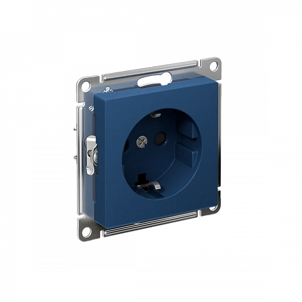 Розетка с заземлением со шторками Schneider Electric Atlasdesign 16А, быстрозажим. клем., аквамарин