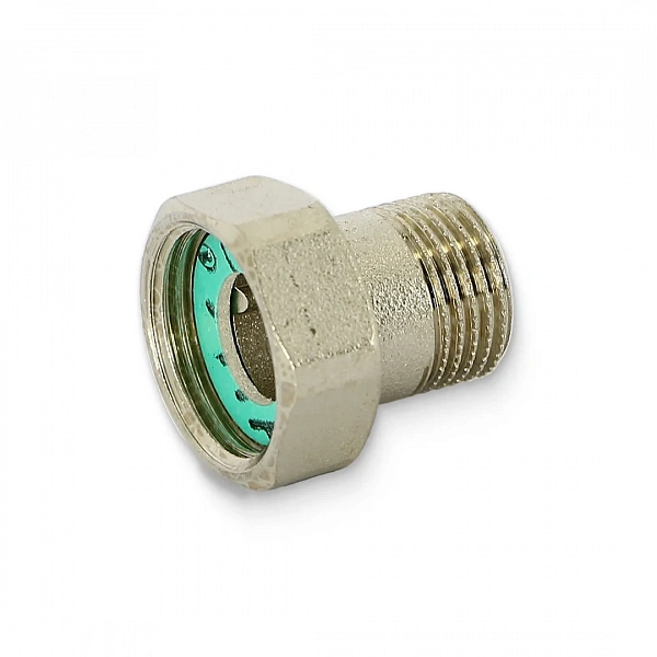Соединение с накидной гайкой НВ 1/2"x3/4" с плоской прокладкой никелированное Uni-Fitt