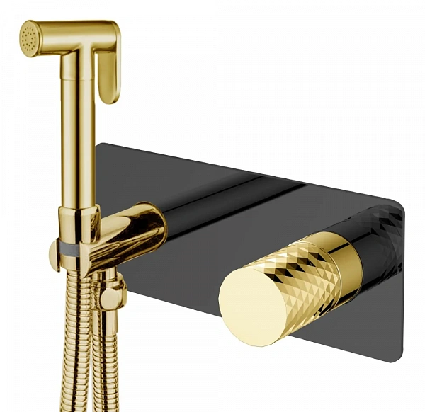 Boheme Смеситель гигиенический STICK BLACK DIAMOND GOLD