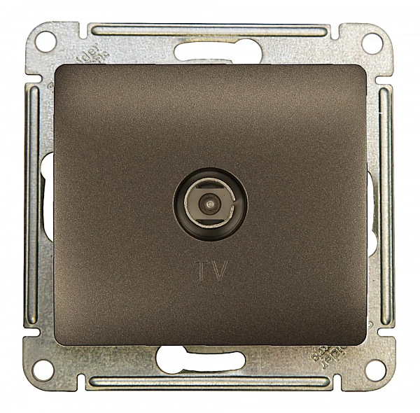 GLOSSA TV РОЗЕТКА проходная 4DB, механизм, ГРАФИТ