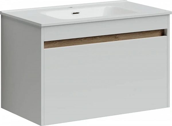 Тумба подвесная SANCOS Smart 790х450х500, c двумя ящиками оснащенными доводчиками, белый глянец , ар
