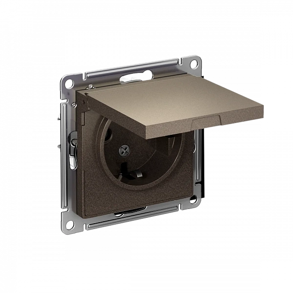ATLASDESIGN РОЗЕТКА с заземл. со шторками с крышкой, 16А, IP20, механизм, МОККО