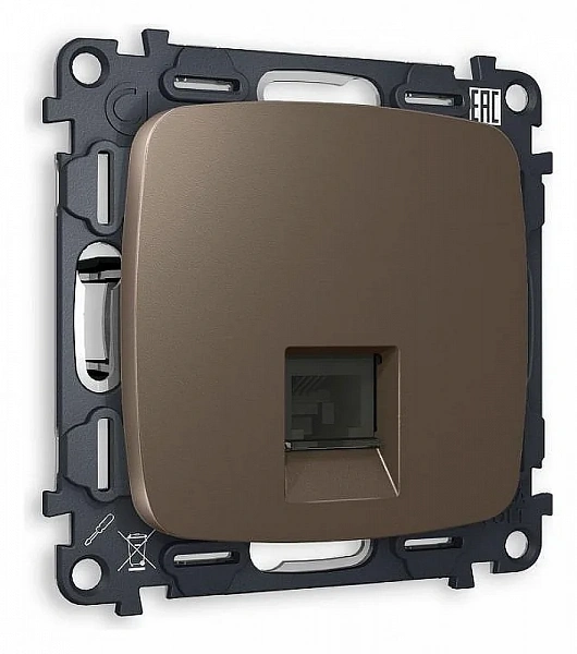 Комплект механизма компьютерной розетки OMEGA MO642010 Темная бронза матовый RJ-45(8P8C) CAT6 1000 B